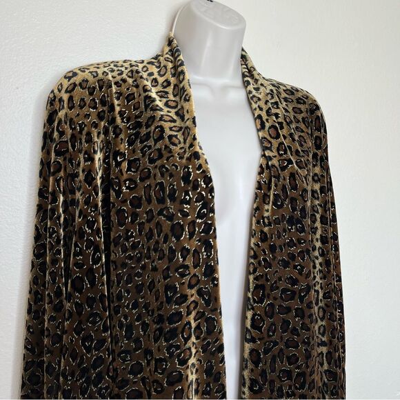Vintage R&K Evening Leopard Metallic Velvet Velour Jacket Missy Size 12 Unlined - Picture 2 of 9